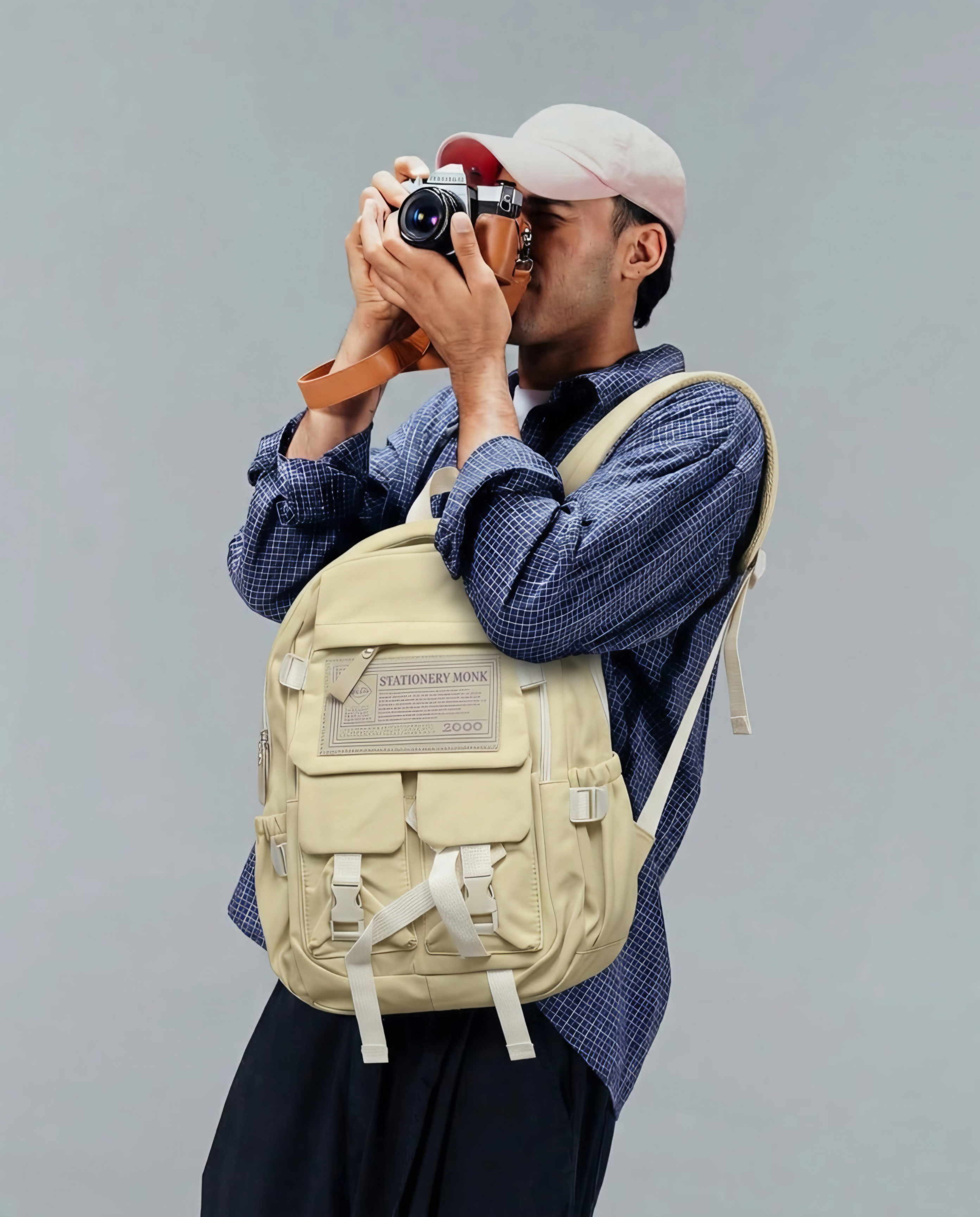 College bags for men beige color